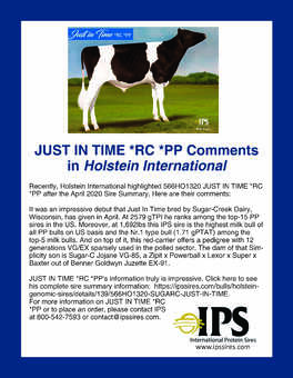 566HO1320 JUST IN TIME*RC *PP Holstein International
