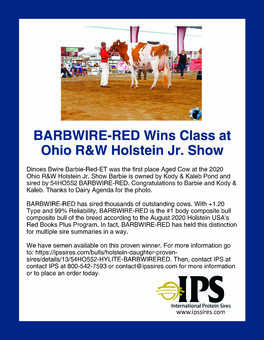 BARBWIRE-Red Wins Class at Ohio Jr. Show