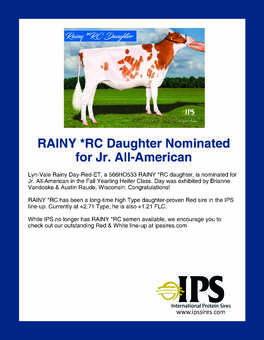 566HO533 RAINY *RC Daughter Nominated for Jr. All-American
