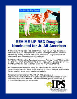 566HO1231 REV-ME-UP-RED Daughter Nominated for Jr. All-American