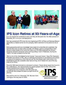 IPS Icon Bob Johnson Retires