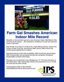 Farm Gal Smashes Mile Record